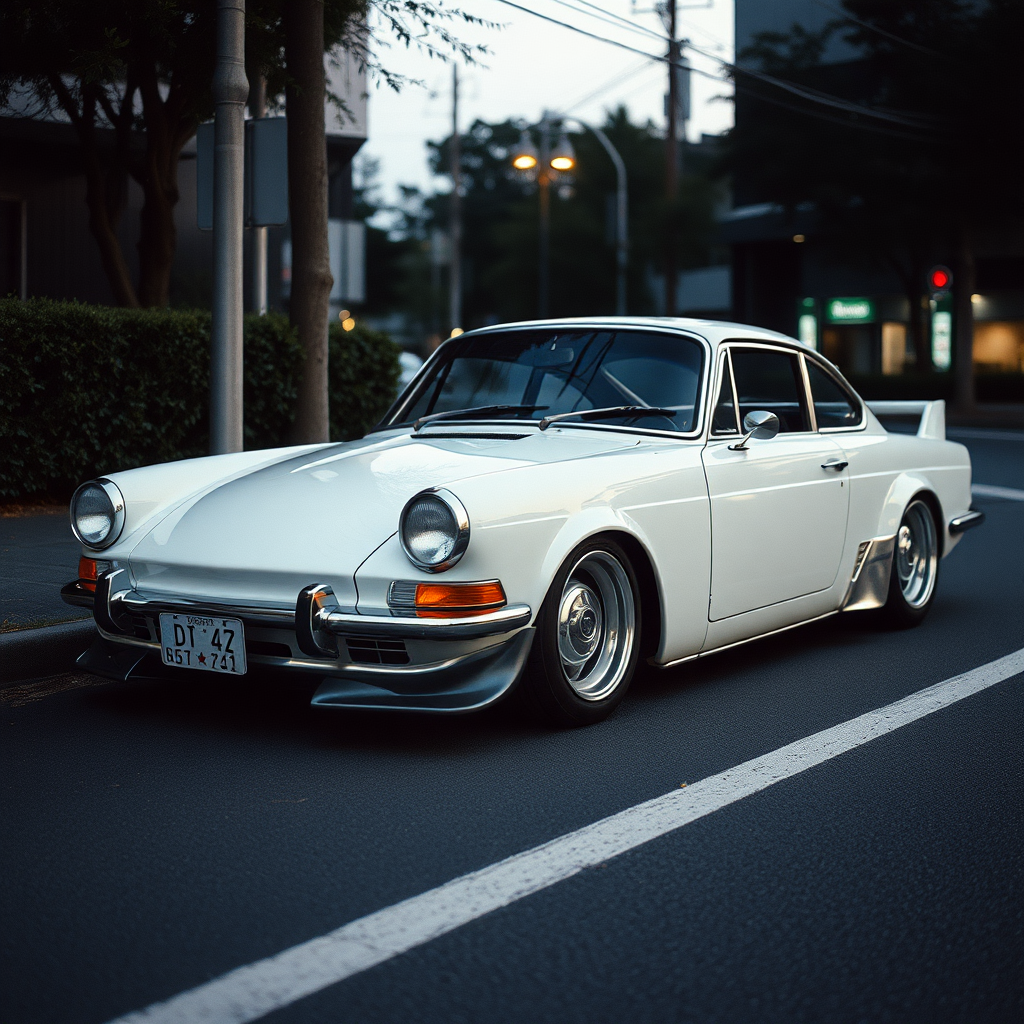 the car is parked on the side of the road, inspired by Taiyō Matsumoto, tumblr, restomod, nd4, c4