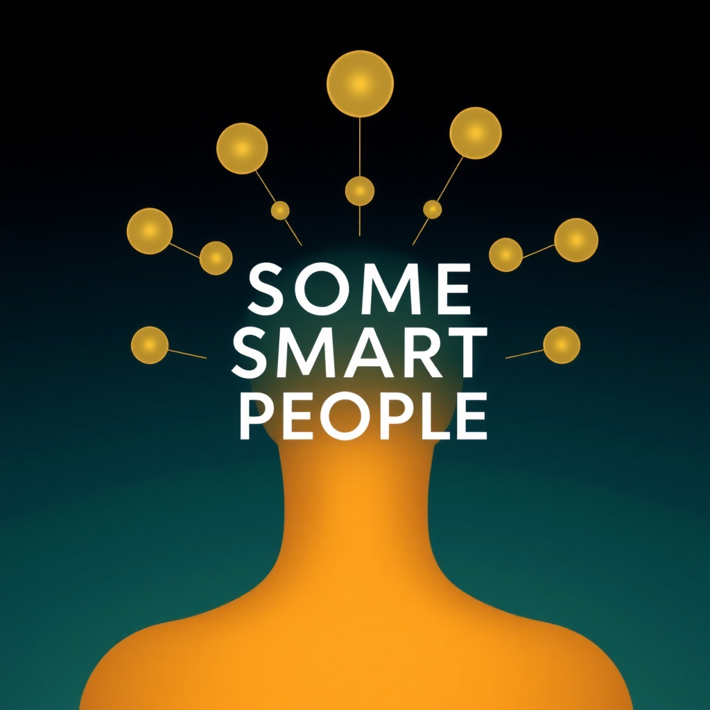 Make the cover art for an e-book about interviews with extremely intelligent individuals from elite high IQ societies. It's called "Some Smart People". It needs to be refined, elegant, somewhat minimalistic but compelling and awe-inspiring.