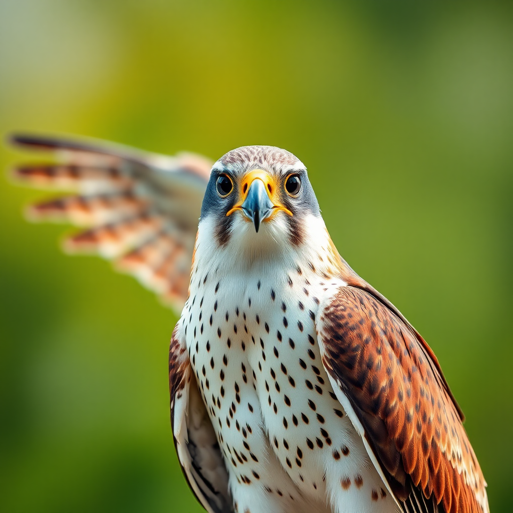 gerfalcon with wings wide open facing the camera 8K perfect quality realistic