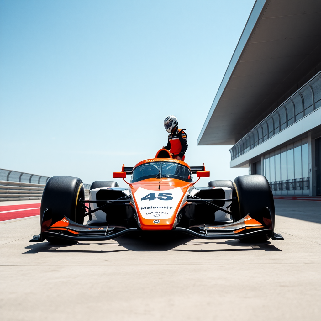 f1 car in clear sky

f1 mclaren car photoshoot with a driver standing in side