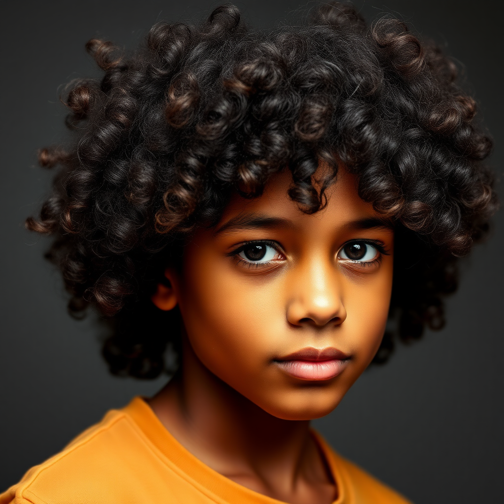 handsome african-italian boy, curly hair