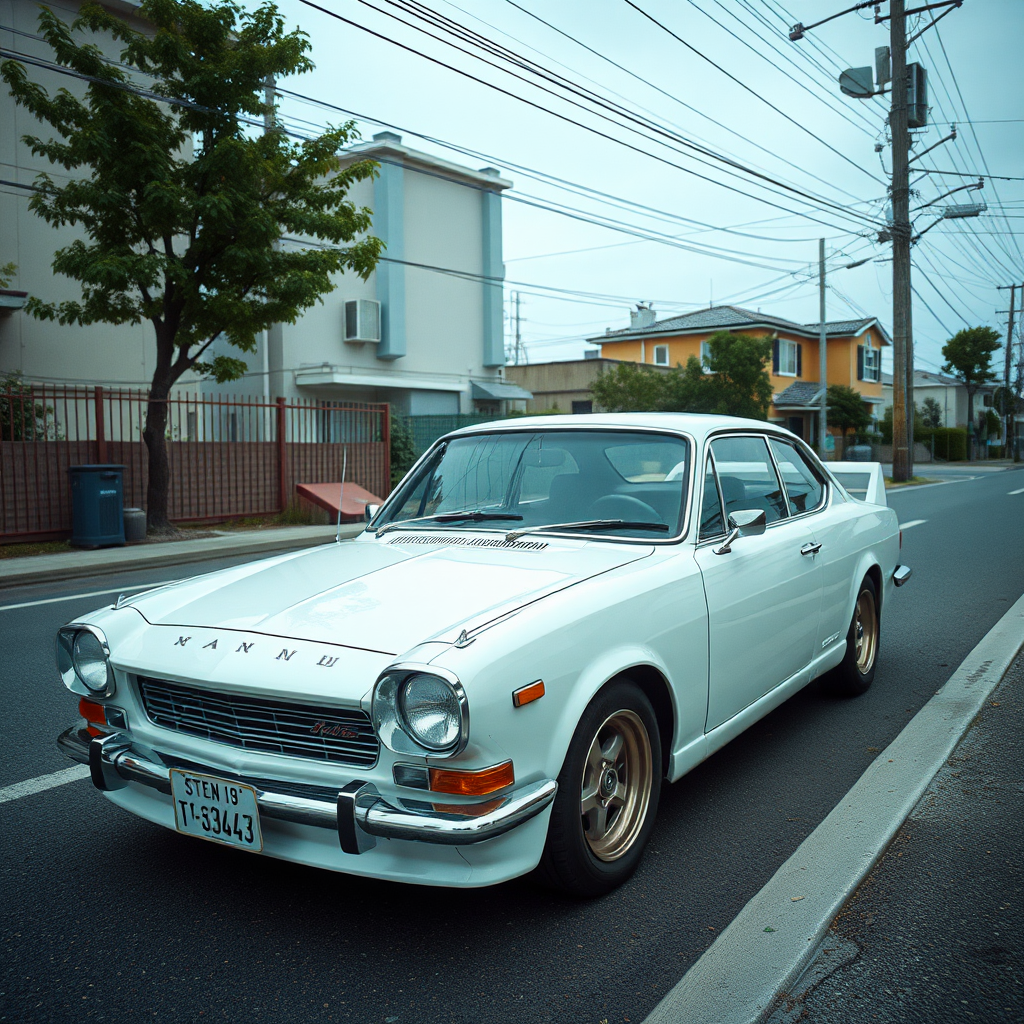 the car is parked on the side of the road, inspired by Taiyō Matsumoto, tumblr, restomod, nd4, c4