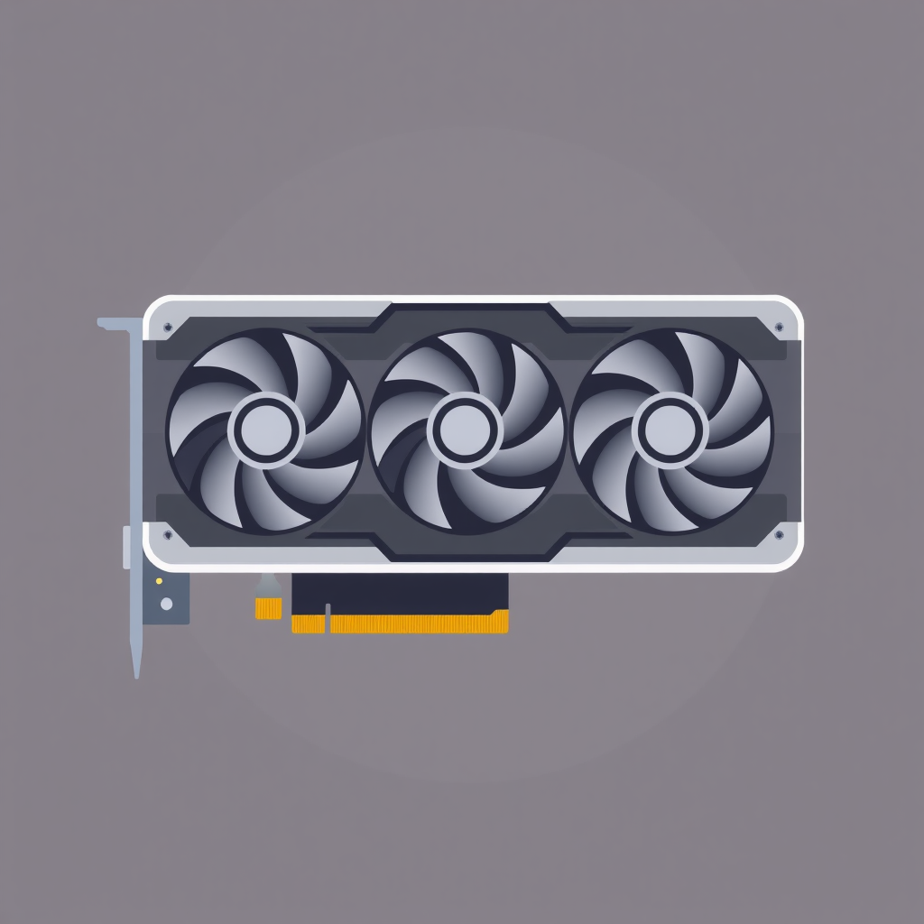 flat icon of graphics card with 3 fans