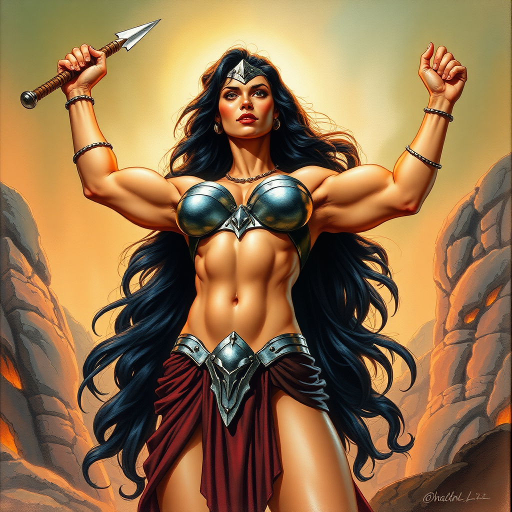 Imagine: if Frank Frazetta had originally painted Deja Thoris for adult comics - her arms up