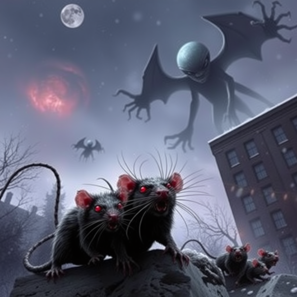 Demon rats invading Boston, Satan, blizzard, ancient aliens, conspiracy theories, cryptid, sinister, occult