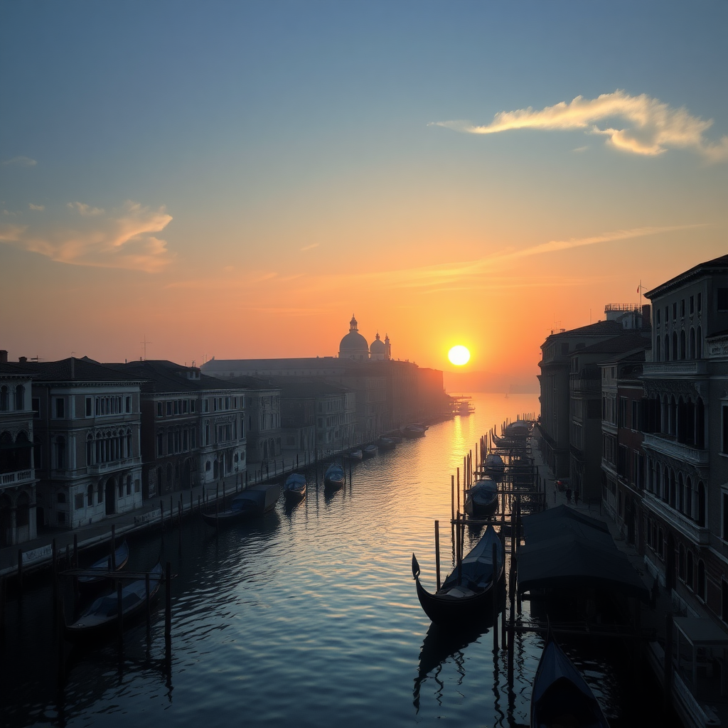 Venetian landscape with the dawn, text "passai bona die"