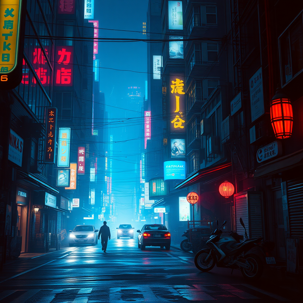 Lush cyberpunk-era city street atmosphere, Kodak, Fujifilm, photographic realism, 12k ursa, volumetric lighting, cinematic photography concept art, intricate, artstation, Ghibli Studio, Eddie Mendoza, James Chadderton.