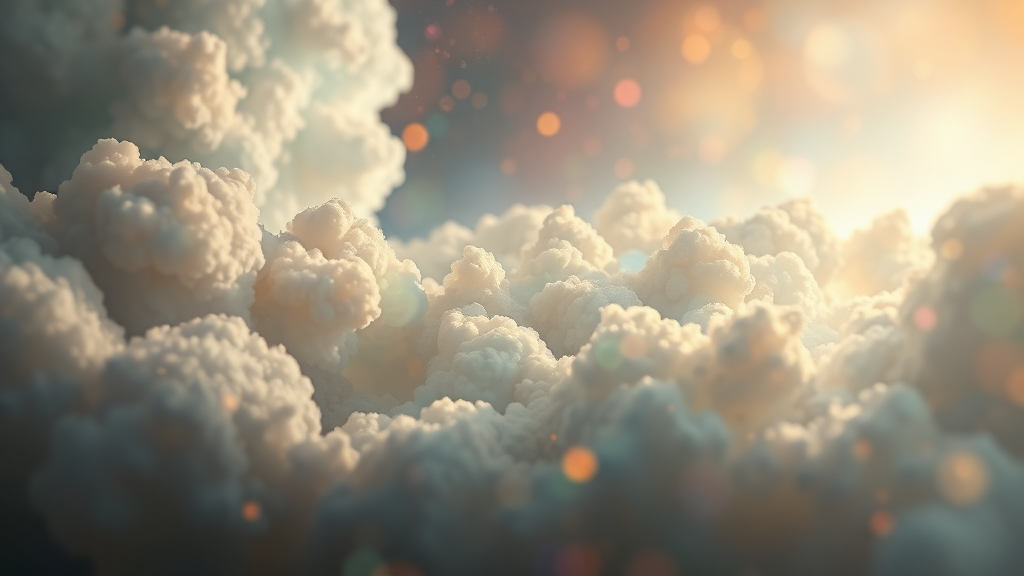 mandelbulb clouds, Low Key Lighting, dreamscape, nebula, Bokeh, abstract, brilliant colors, glittering, translucent, iridescent, glowing, artistic photo, panoramic, airy, original, experimental, fractal, generative art, calm, cinematic shot, opal, gold