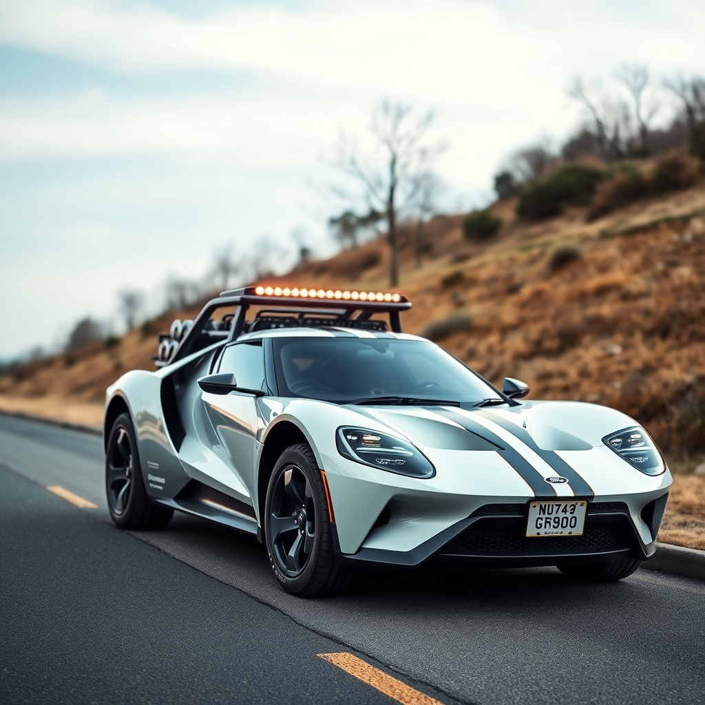 Concept Ford GT90 the 4x4 car is parked on the side of the road, inspired by Taiyō Matsumoto, tumblr, restomod, nd4, c4