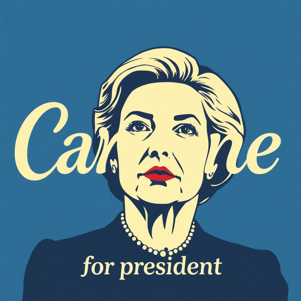 I want a social realistic poster with the text "Caroline for president"