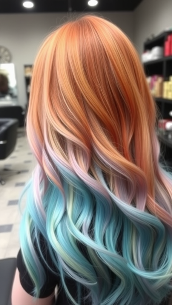 Hair in various colors, in high definition, in the background, hair salon.