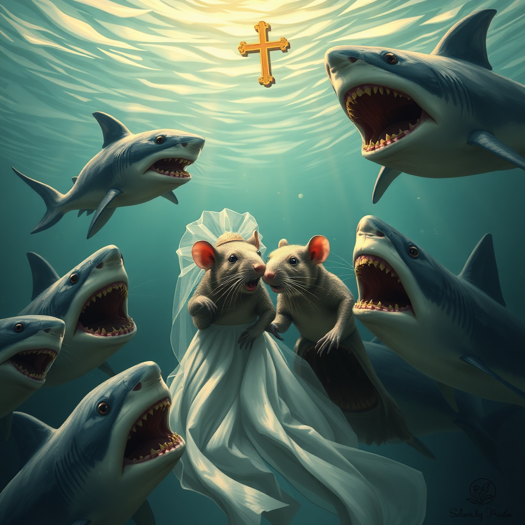 A rat wedding being attacked by sharks, Catholic