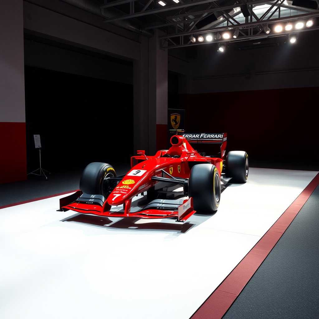 f1 car ferrari photoshoot in background