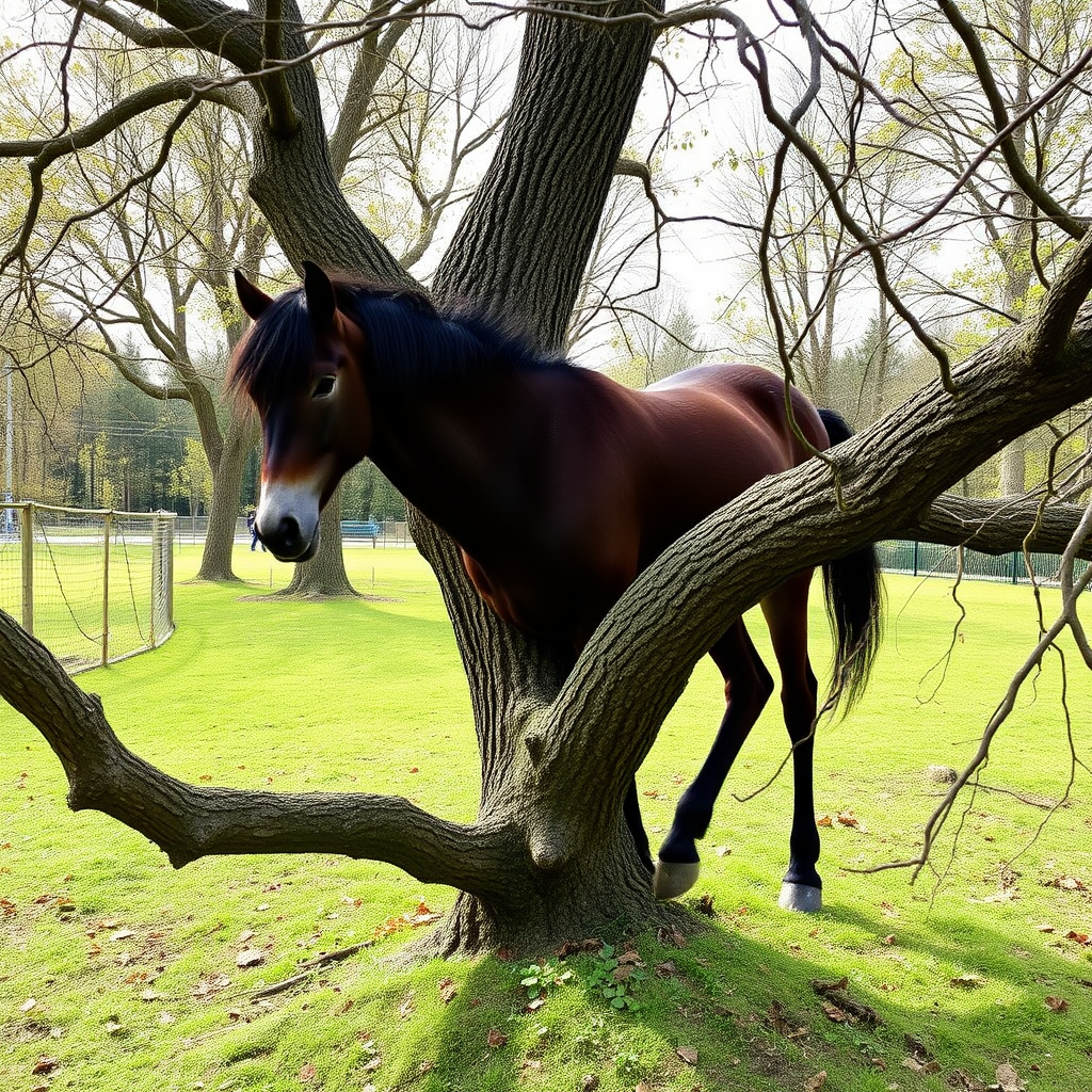 An ass on a tree