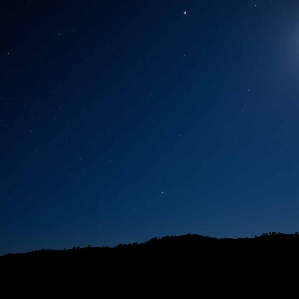 Very starry sky with moon in the Sardinian hilly area.