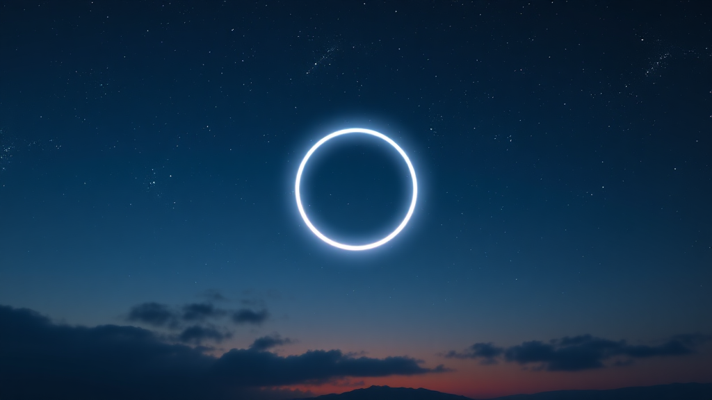 A diamond ring on the sky at night animation