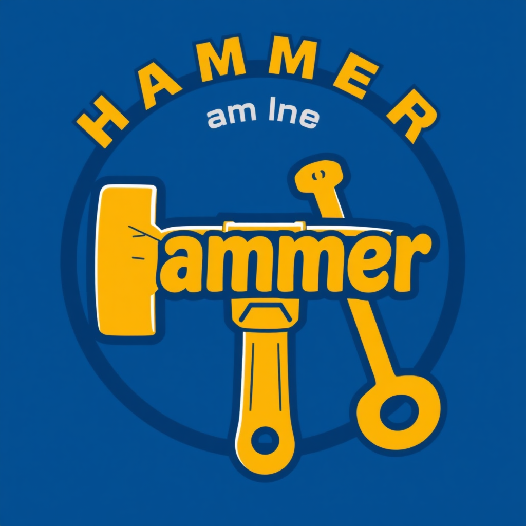 a logo for a youtube channel named "hammer and son". it should be construction related.