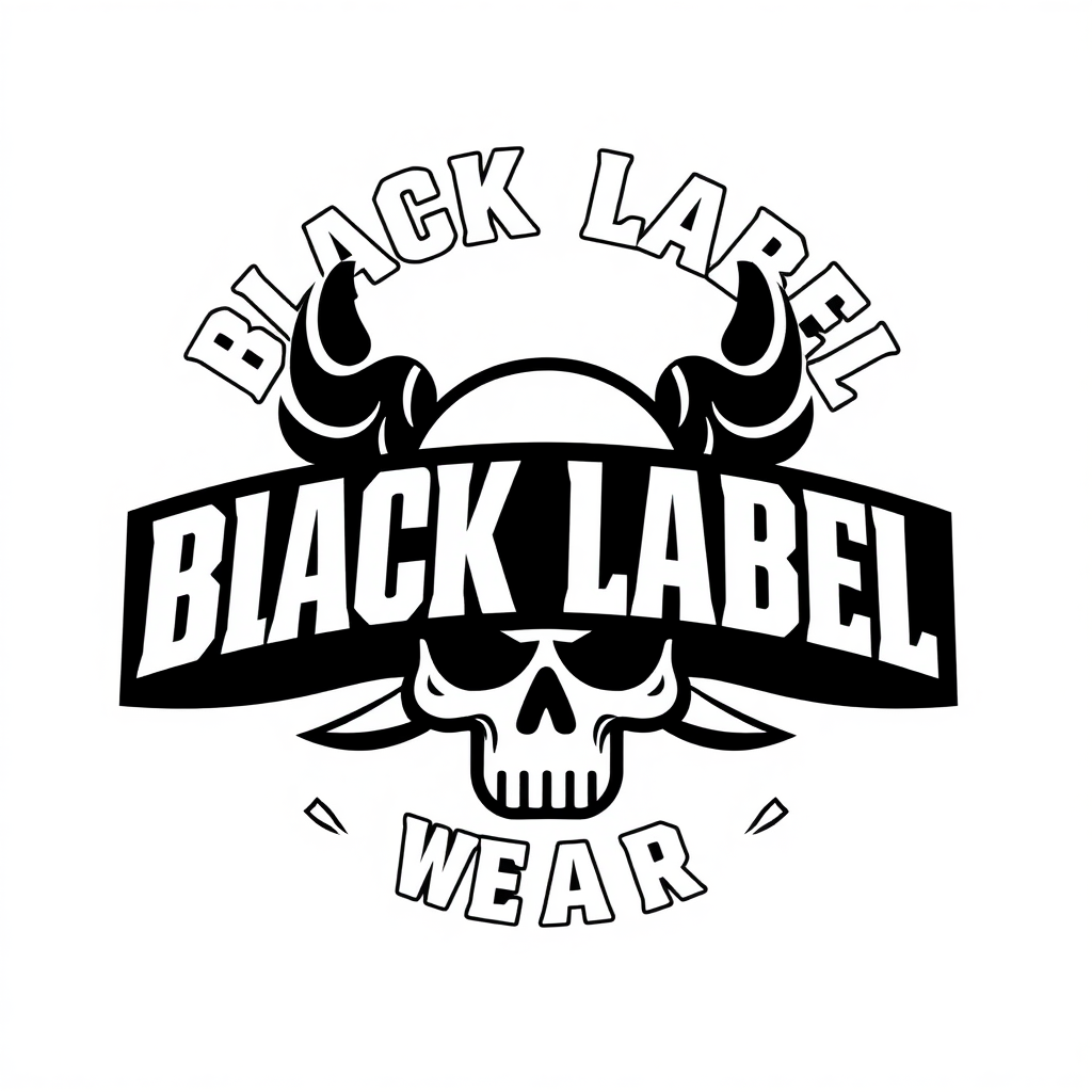 A logo design for a street wear clothing brand 'Black Label Wear'