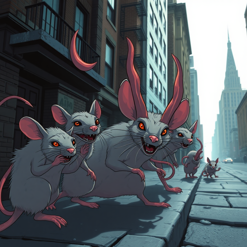 Demon rats invading Boston, anime