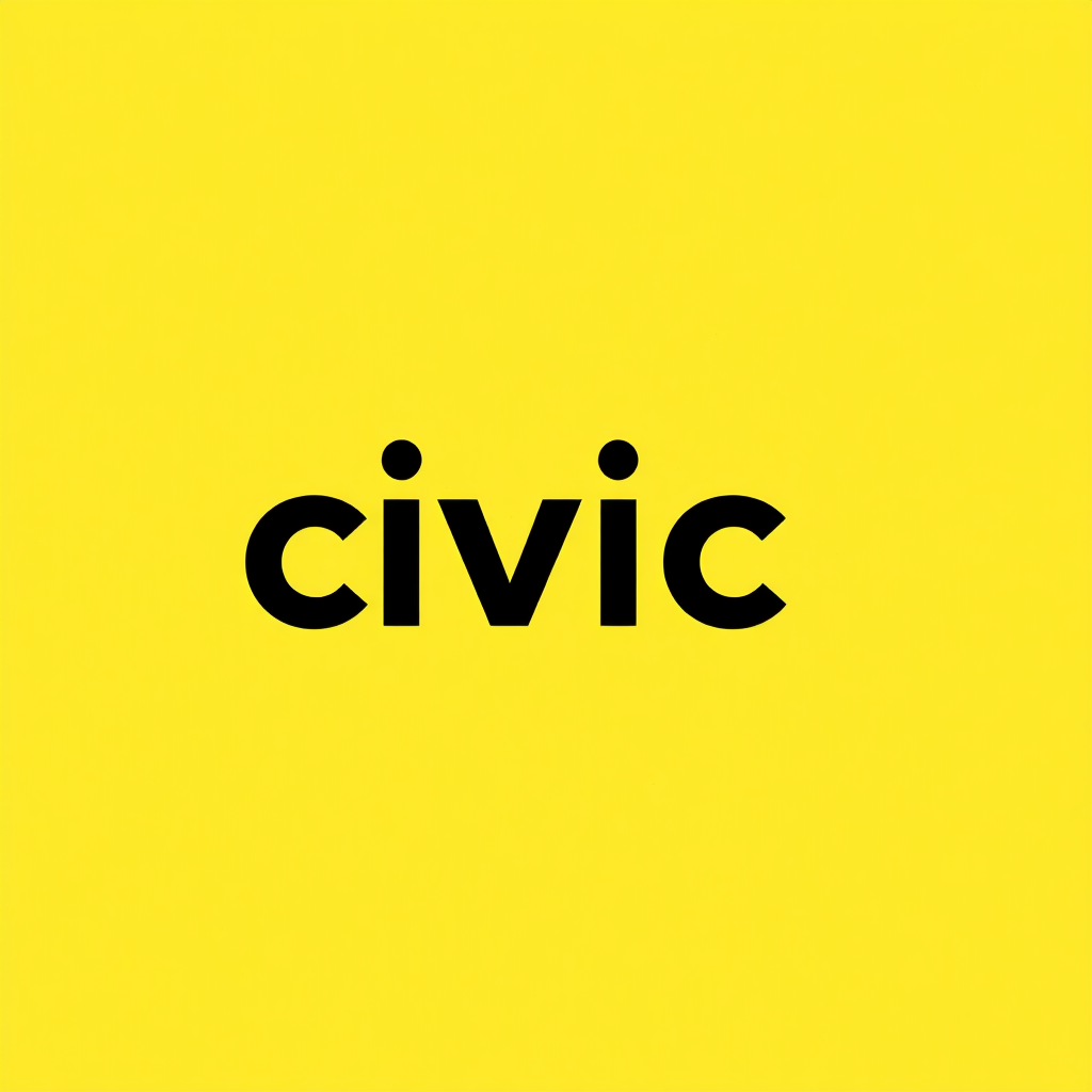 Create an image that has the word "civica" written in black letters in the center with a yellow background.