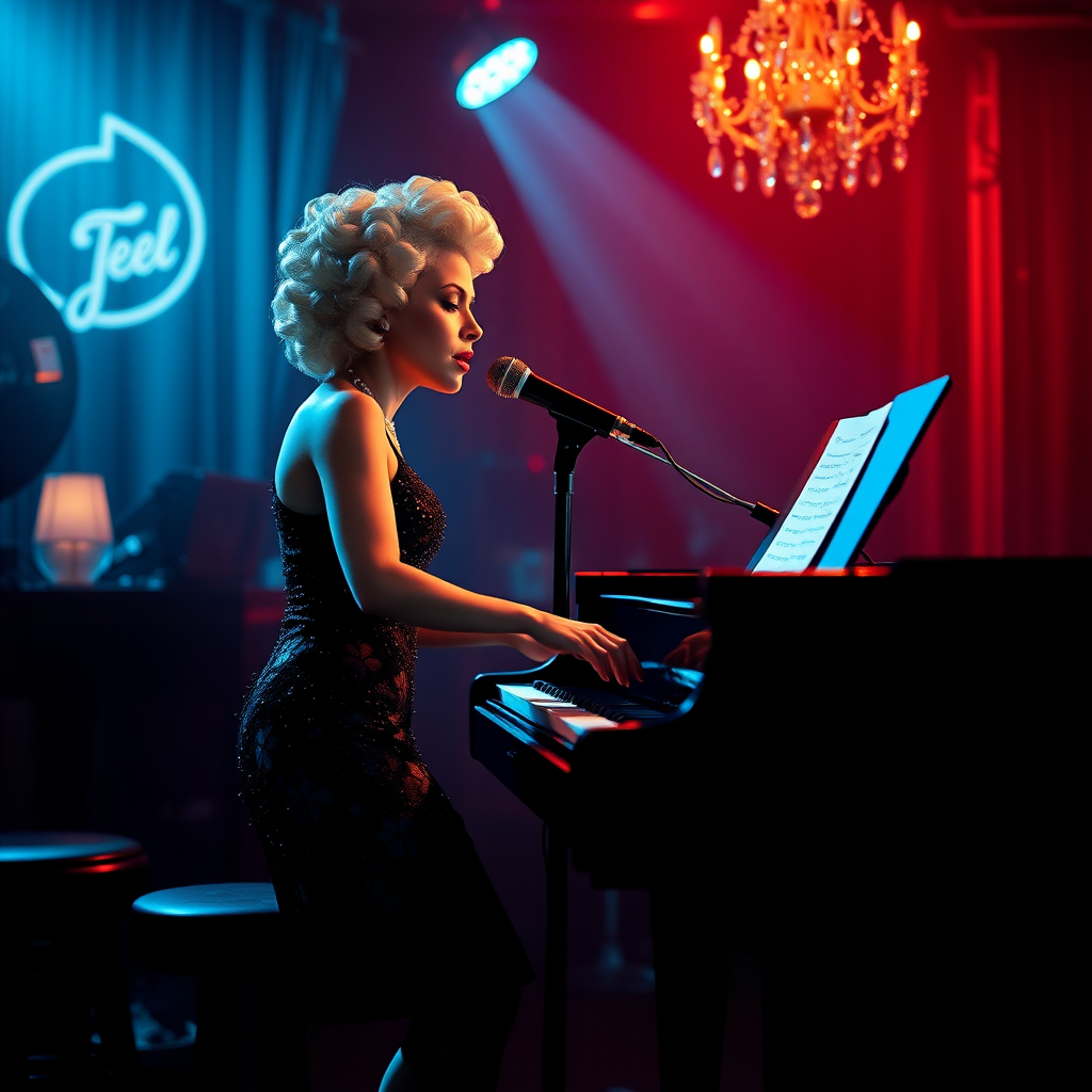 pearl's a singer - she stands up when she plays the piano - in a nightclub