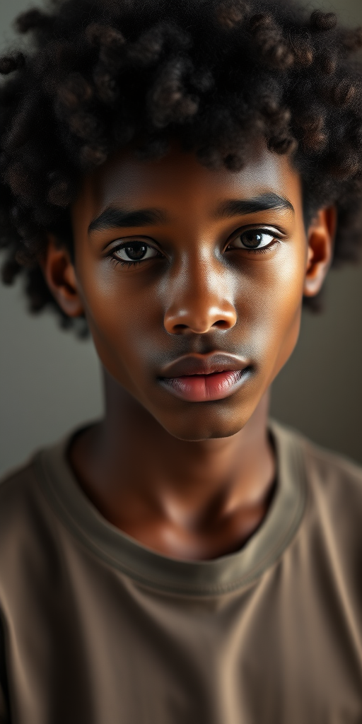 handsome african-italian boy, curly hair