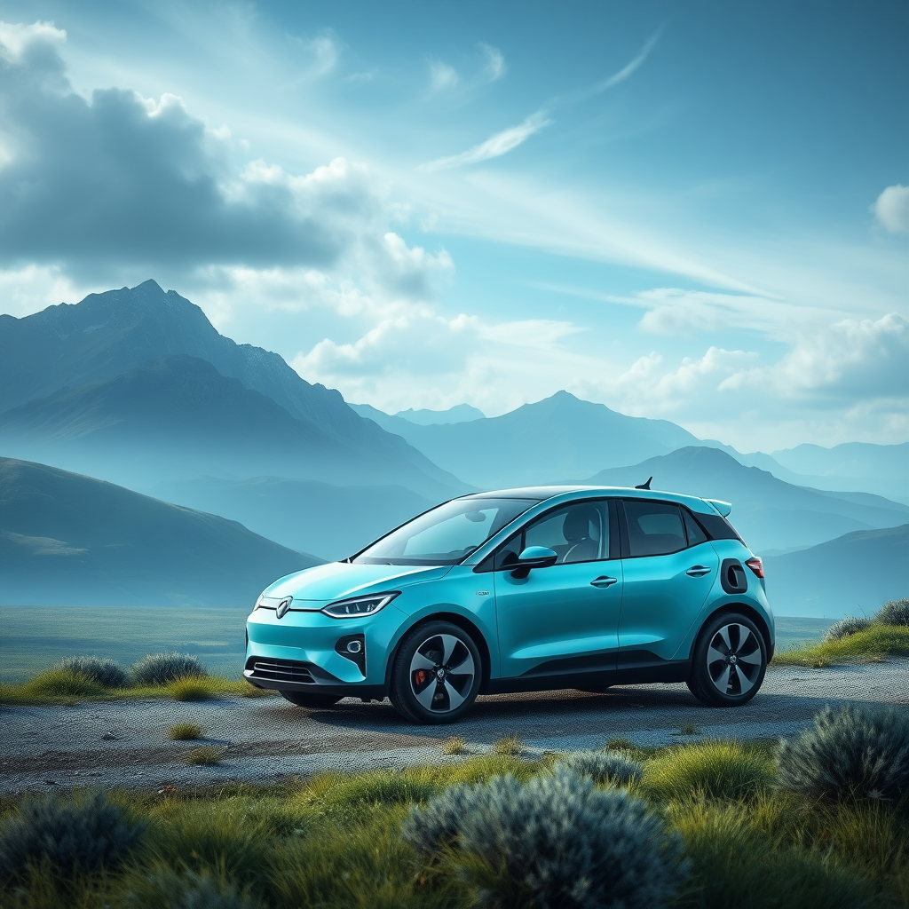 Create a landscape image of EV car