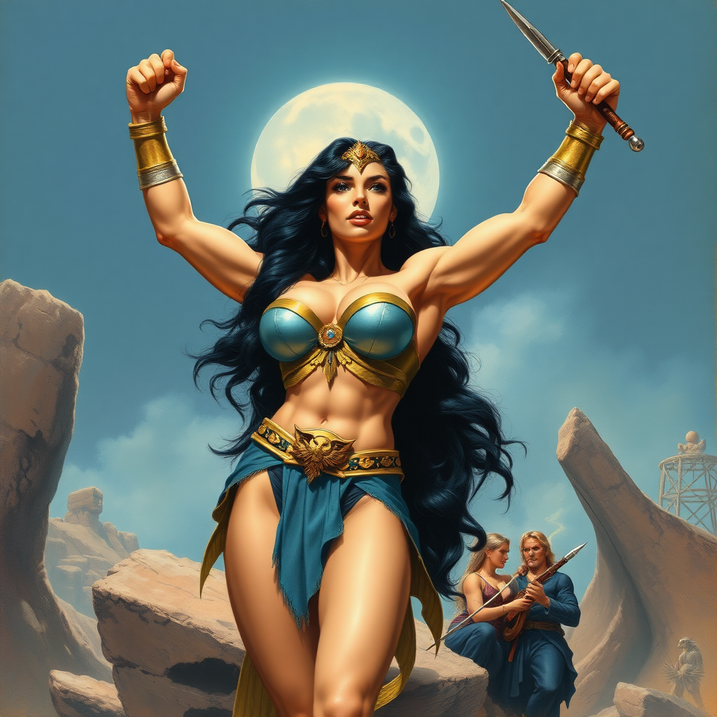 Imagine: if Frank Frazetta had originally painted Deja Thoris for adult comics - her arms up