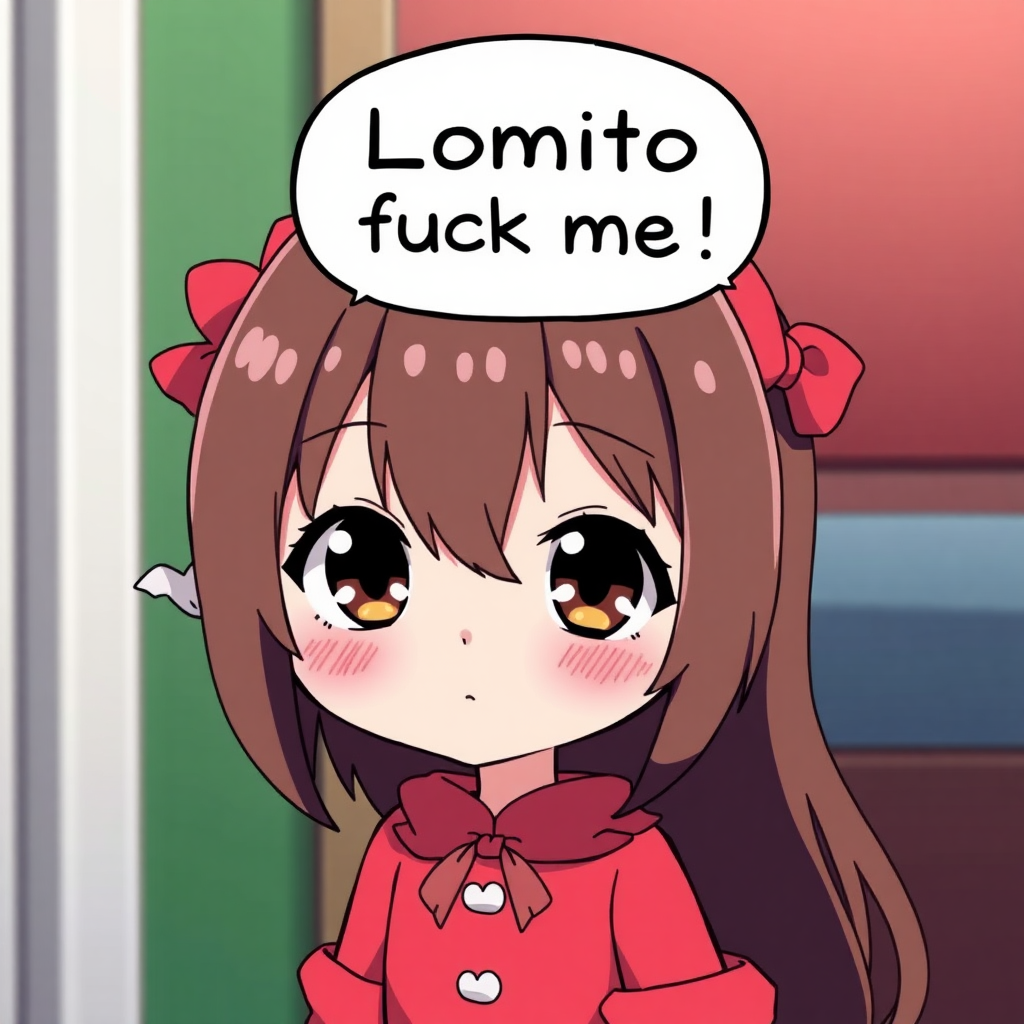 meme anime loli with speech bubble saying "Lomito fuck me"