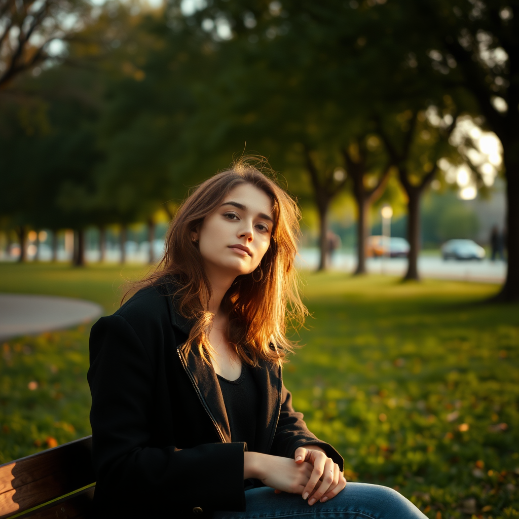 a woman, 20, lingering, park