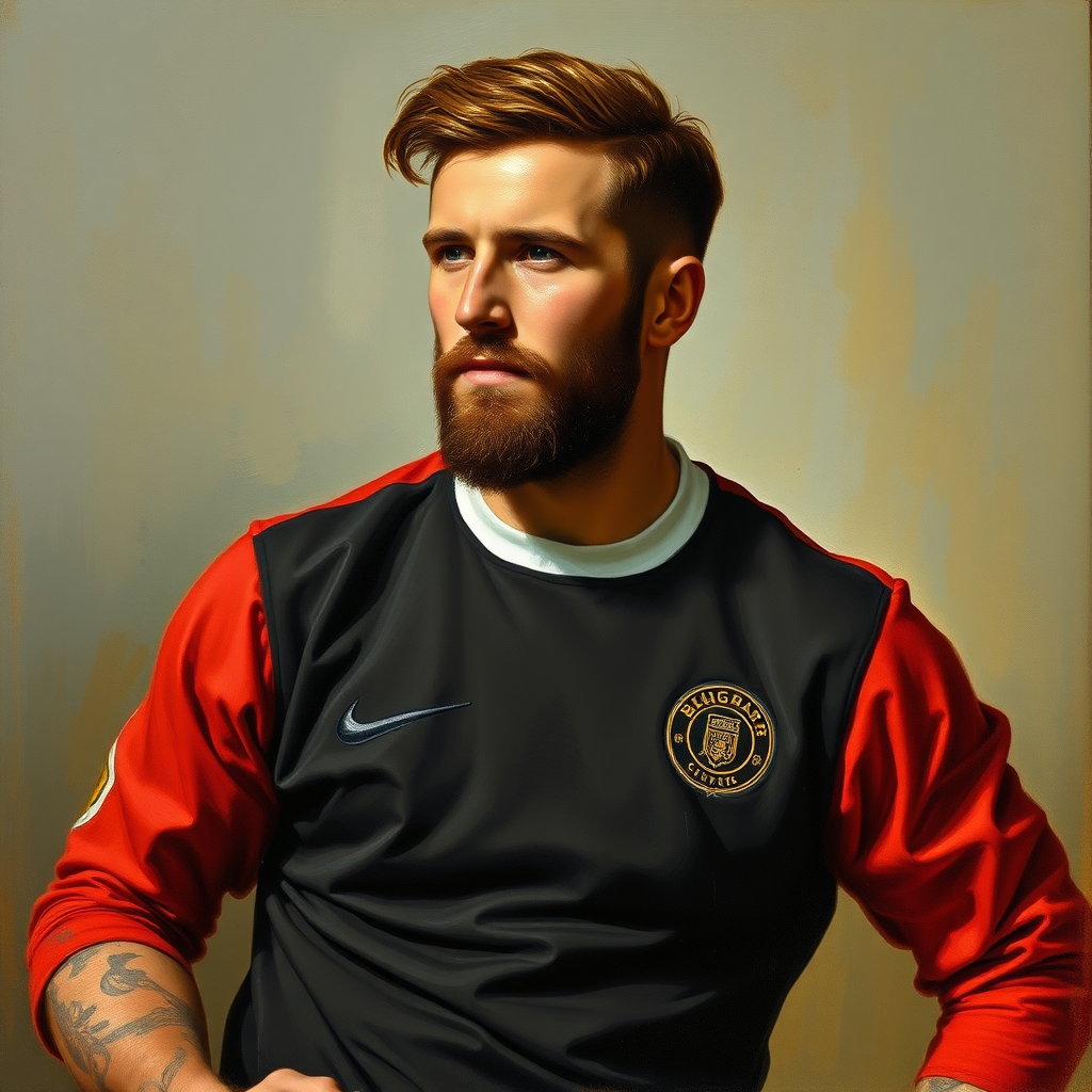 Portrait painting of David Beckham by the French realism painter Gustave Courbet