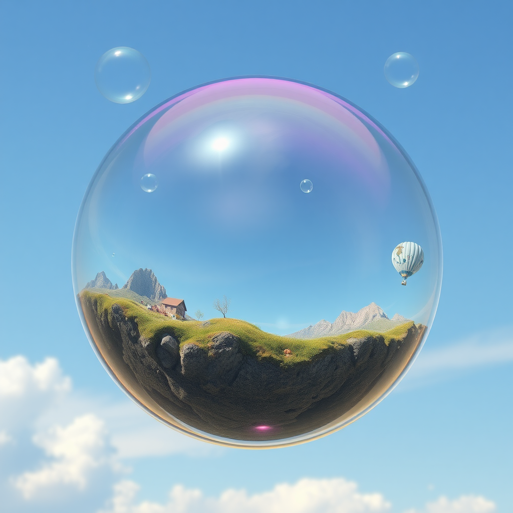 soap bubble planet hyperrealism