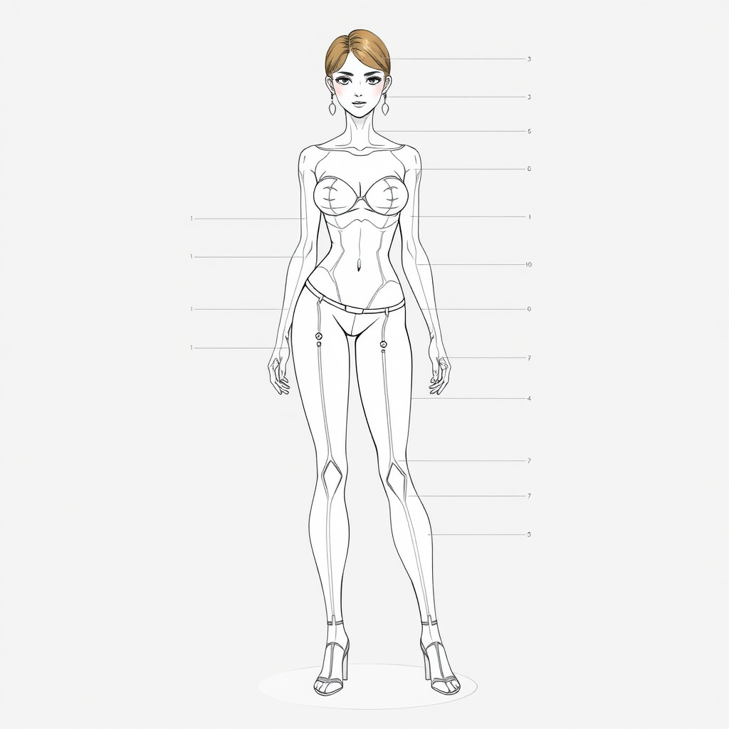 Woman  
full body  schematic  