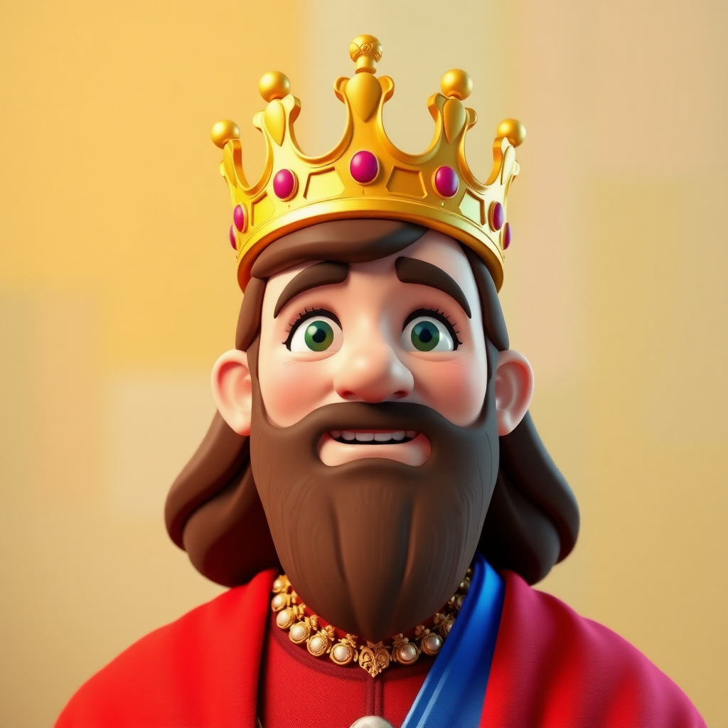 King not wearing Crown  
3d Animation. Vibrant