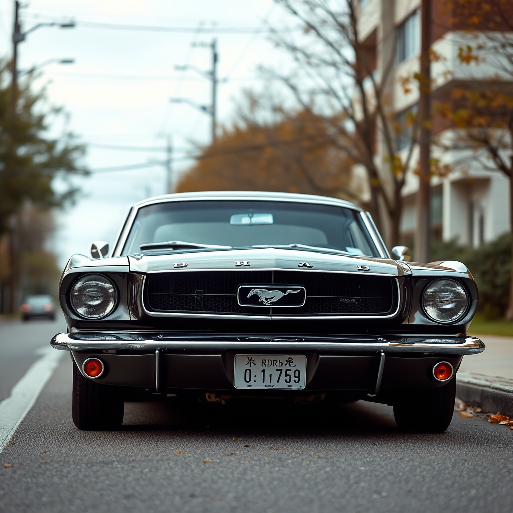 the car is parked on the side of the road, inspired by Taiyō Matsumoto, tumblr, restomod, nd4, c4 metallic shine classic american low rider ford mustang