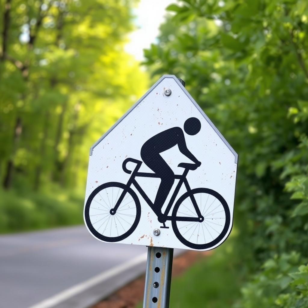 cat cycling road sign