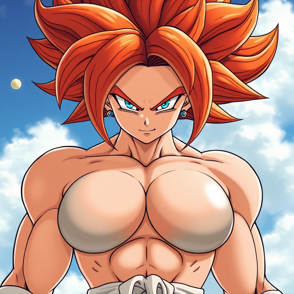 A female Super Saiyan with big breasts.