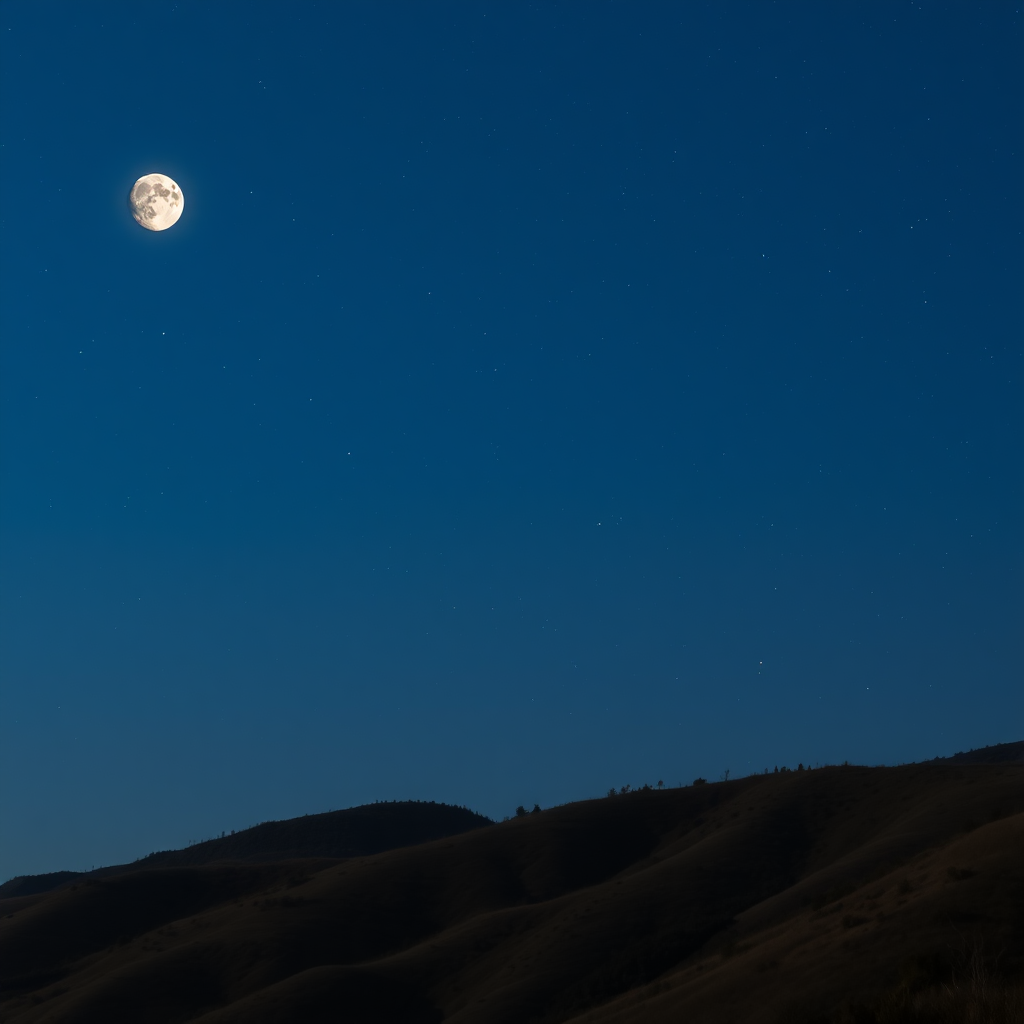 moon with a very starry sky in a hilly area of Sardinia