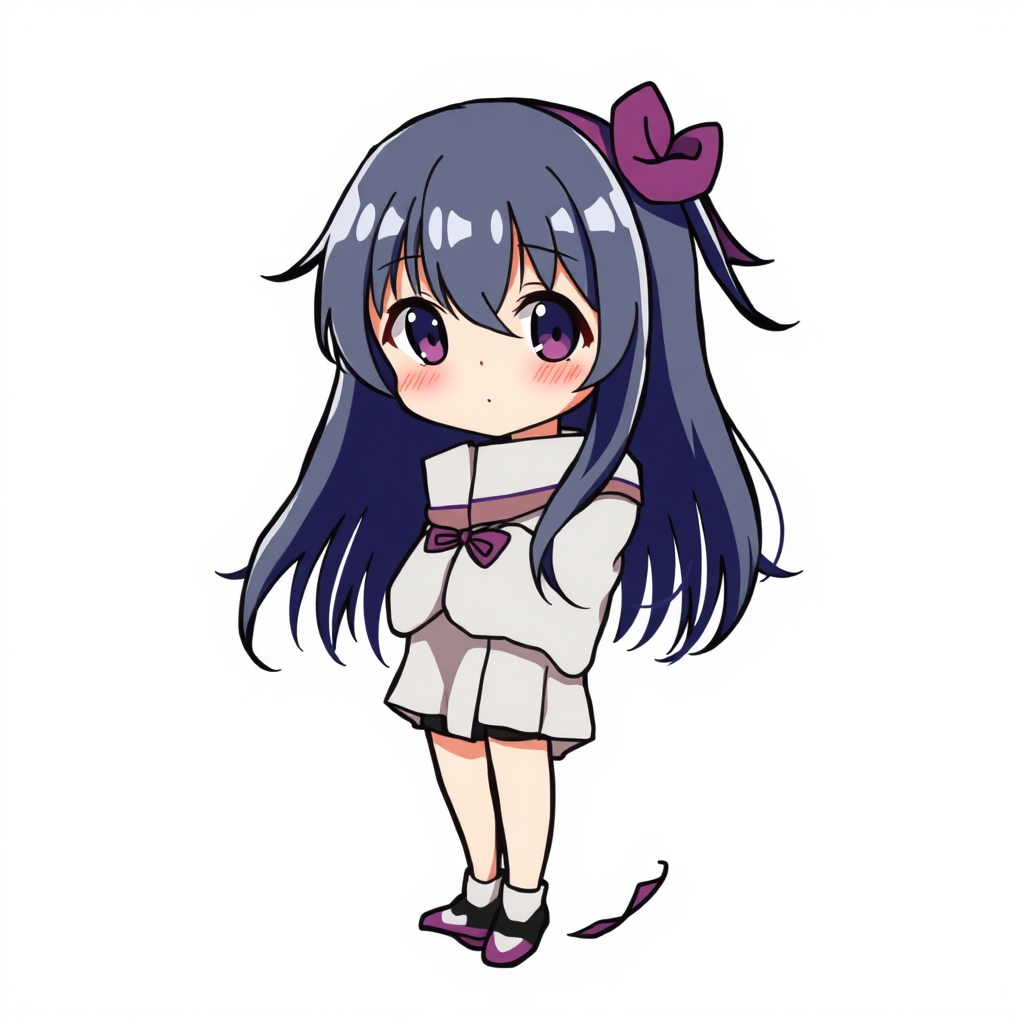 anime sticker, anime girl, white background