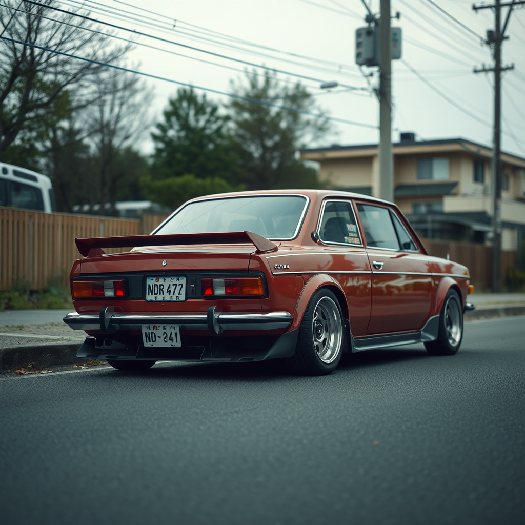 the car is parked on the side of the road, inspired by Taiyō Matsumoto, tumblr, restomod, nd4, c4