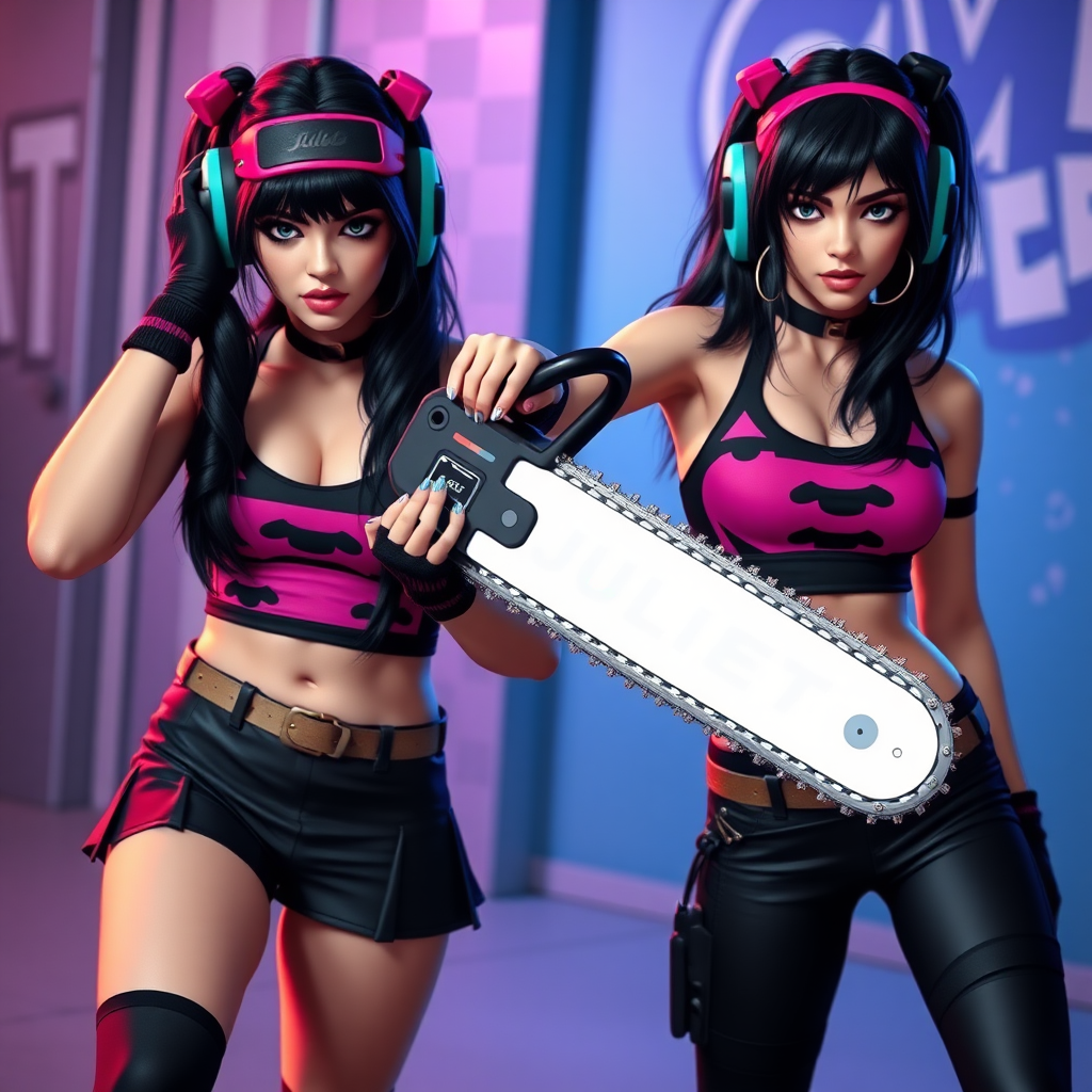 JULIET starling emo cheerleader with chainsaw and black hair