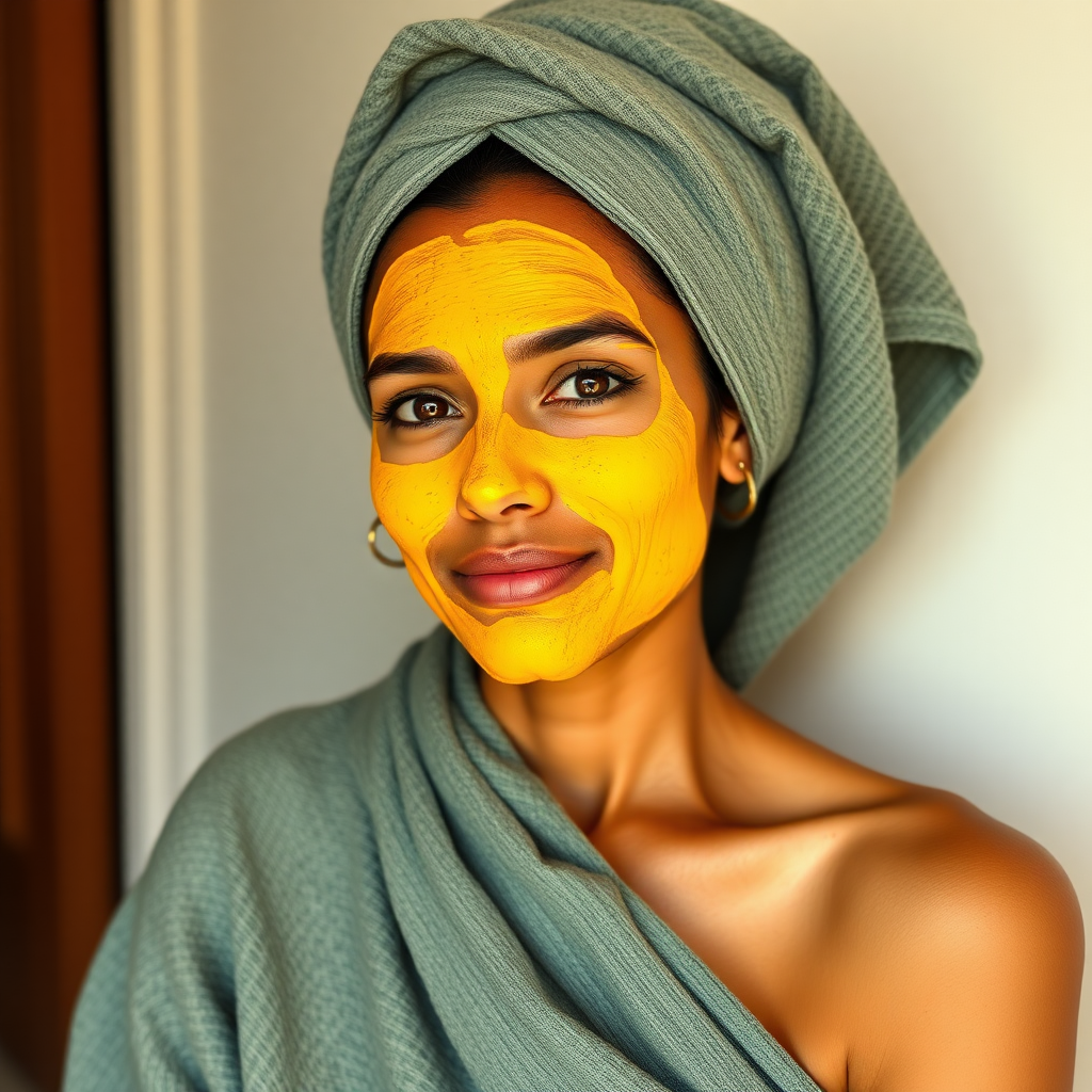 slim, 30 year old, indian wife, towel head, turmeric face mask