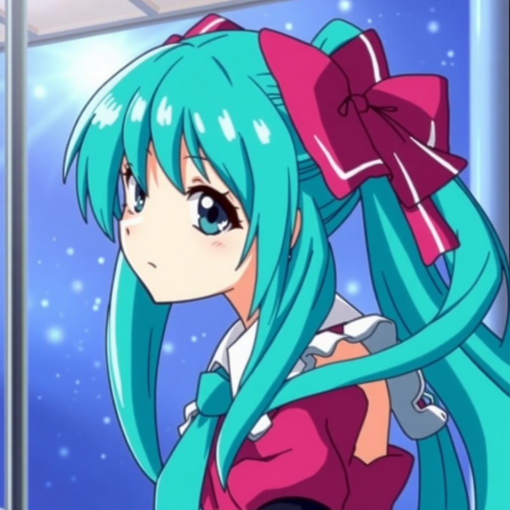 90s Anime screenshot of hatsune miku