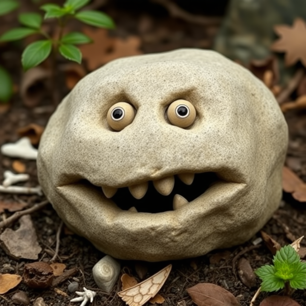 A not not looking not creepy normal stone with a mouth without eyes