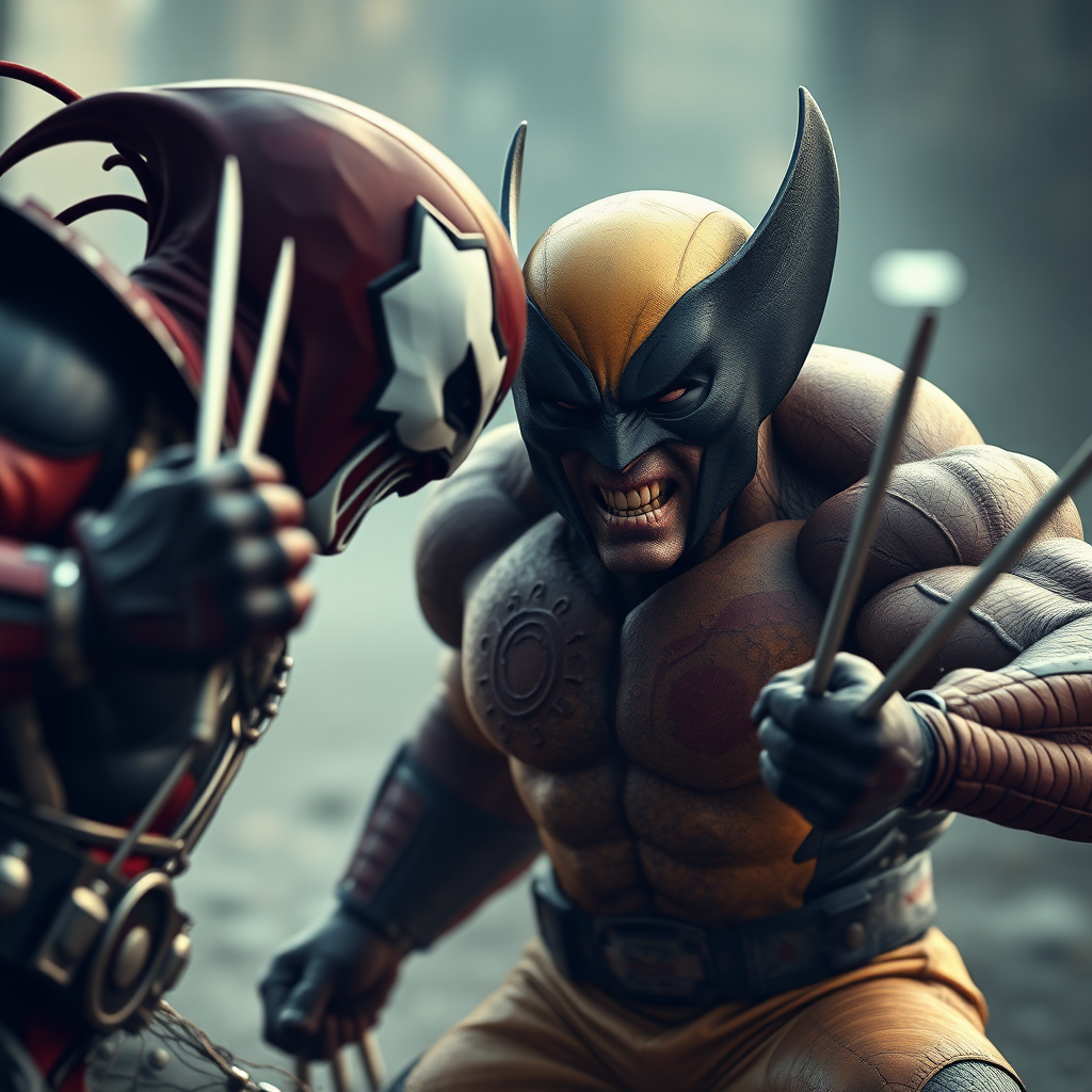 Spawn vs Wolverine in Cinematic Real3D photo-realistic quality.