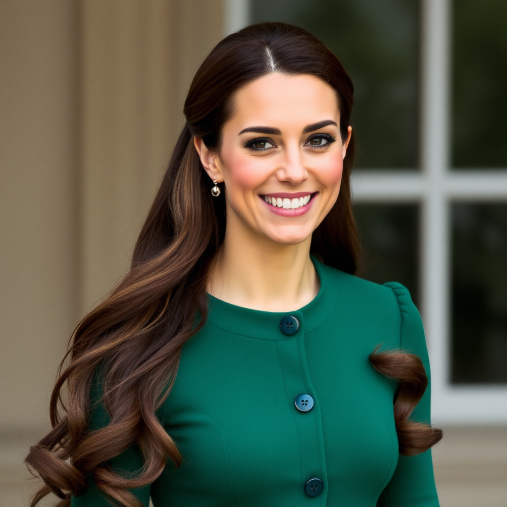 Beautiful very long haired Kate Middleton wearing only her hair