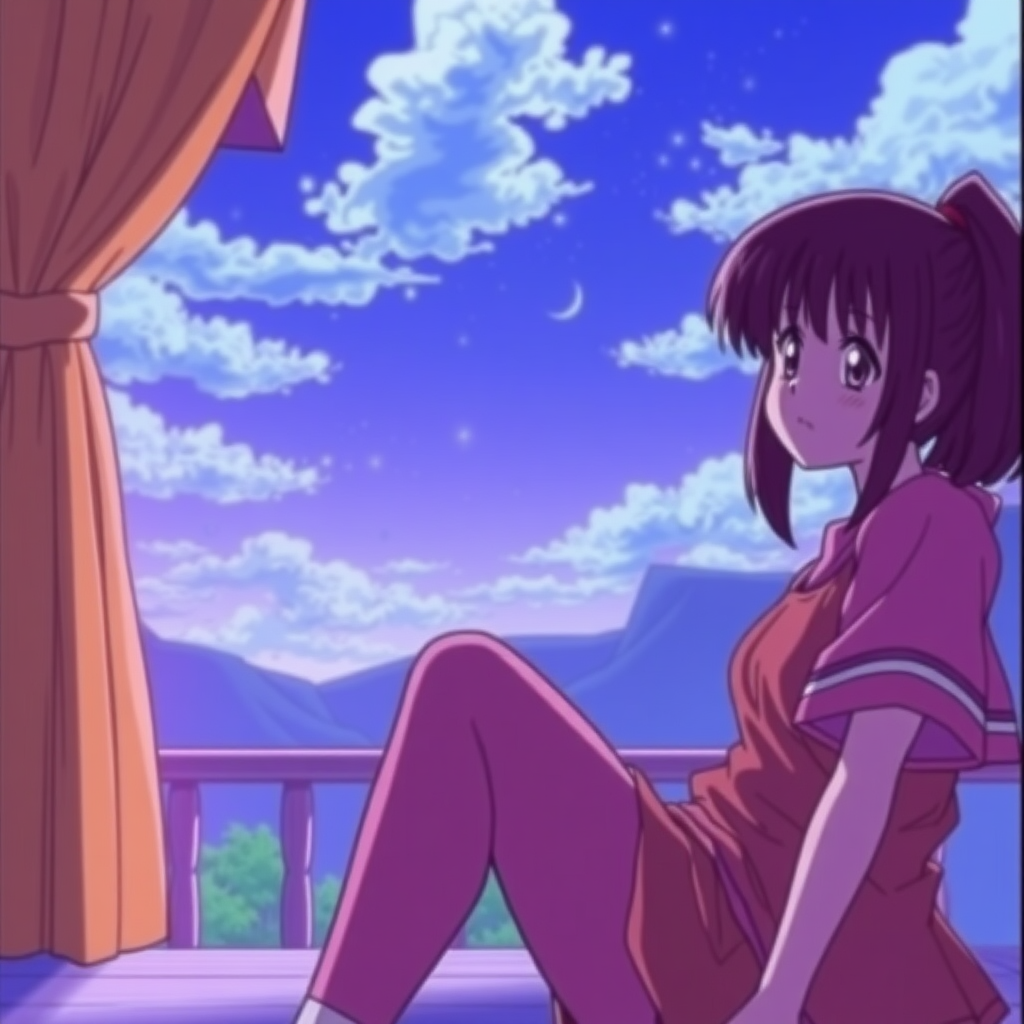 90s Anime screenshot of girl