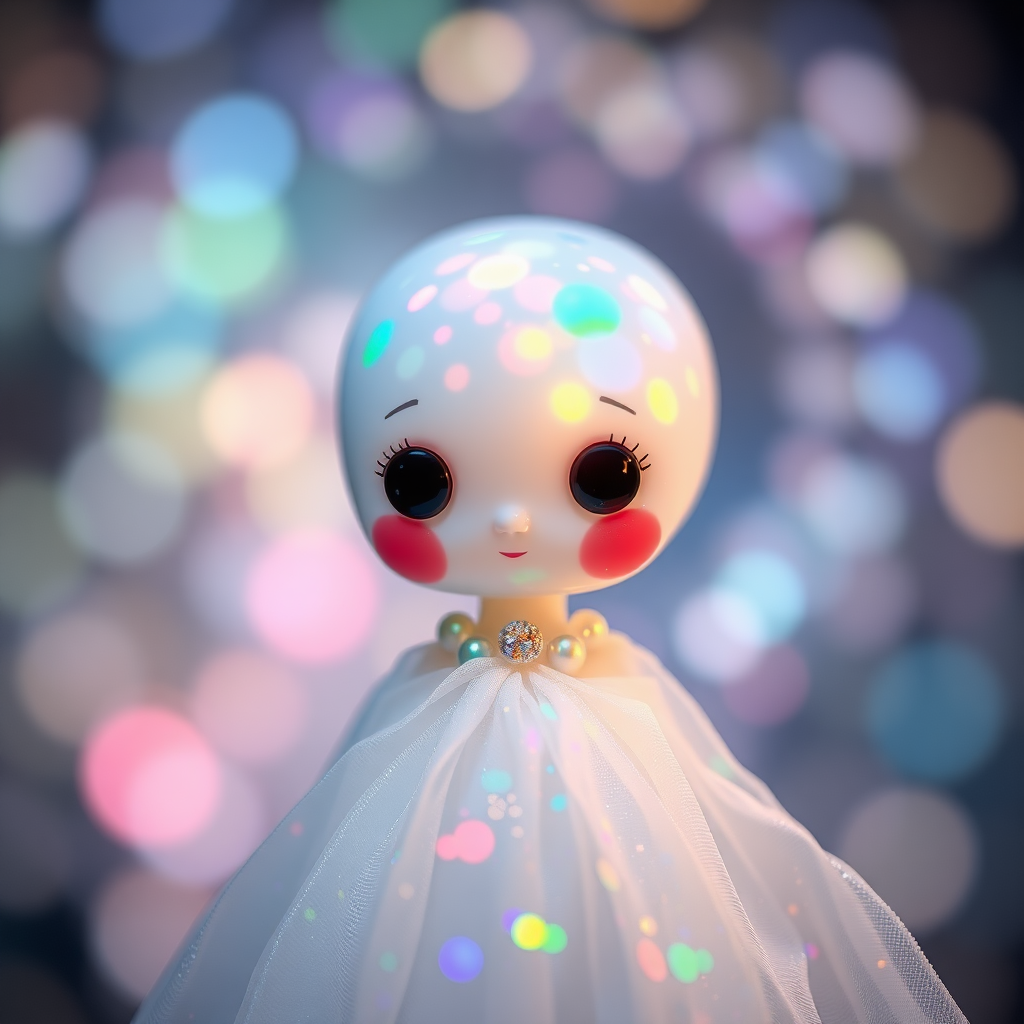 doll, aura, Bokeh, abstract, mandelbulb fractal, fractal, brilliant colors, glittering, translucent, mother of pearl, opal, iridescent, natural, glowing, sacred geometry, glitch, interdimensional