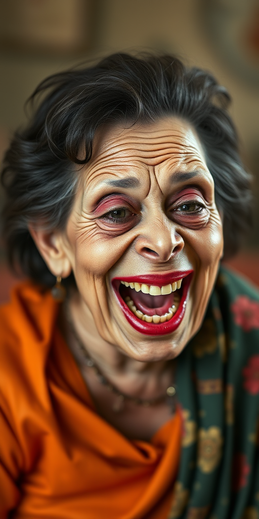 Kamala Harris lookalike old ugly fat alien female laughing