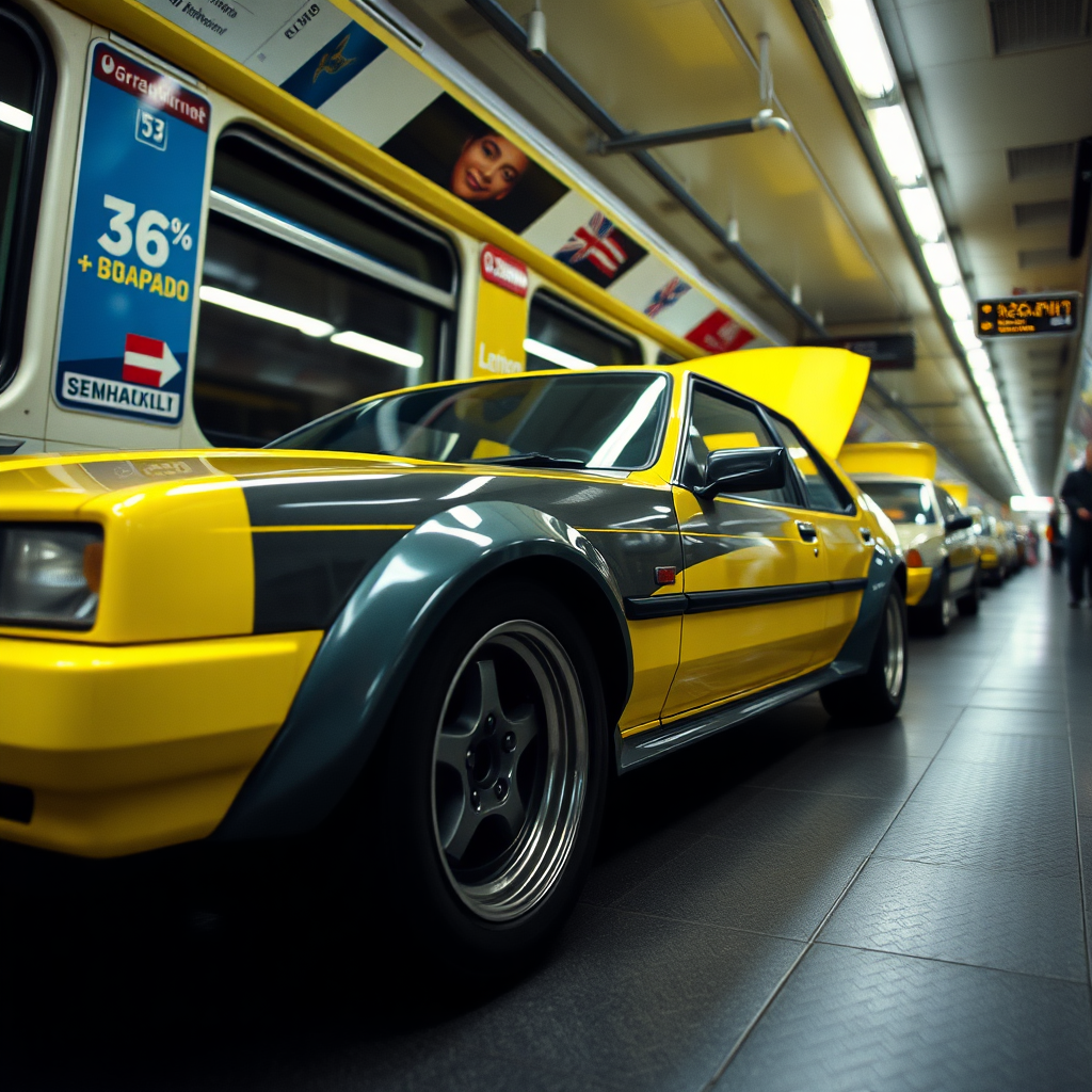 Lemon chrome toyota trueno tuning in Moscow subway.